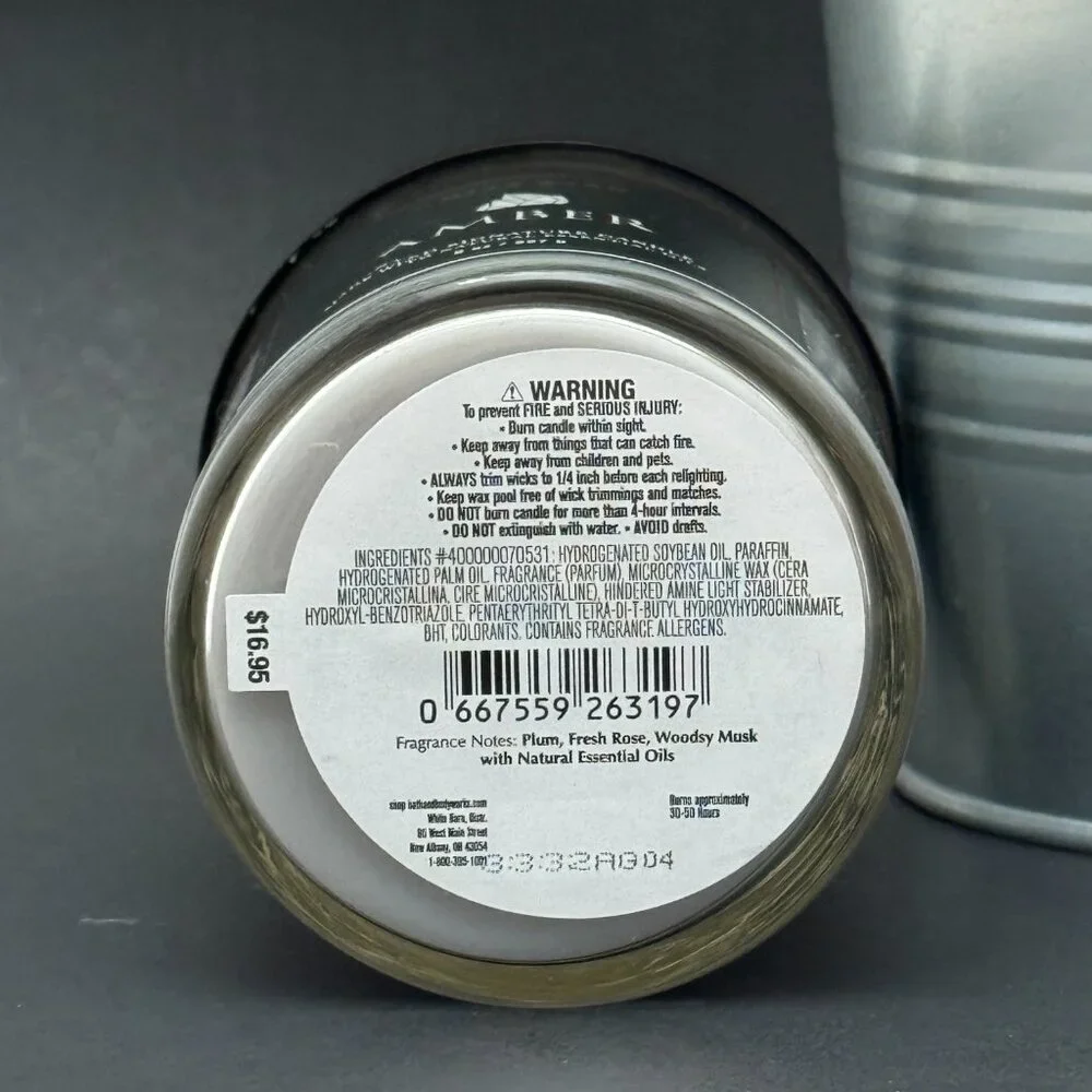 BBW Amber White Barn Bath & Body Works Single Wick Candle - Picture 9 of 10